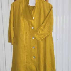 Elegant Mustard Button-Down Dress